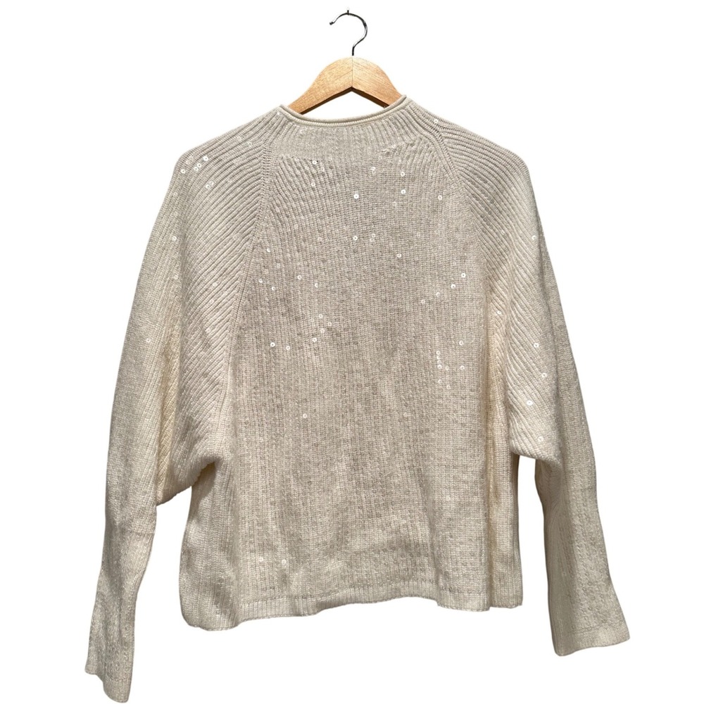 Express Cream Sequin Knit Sweater Size S NWT‎ Soft Cozy Sparkle Holiday